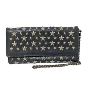 JIMMY CHOO - Black Silver Leather Hardware Other Style Wallet